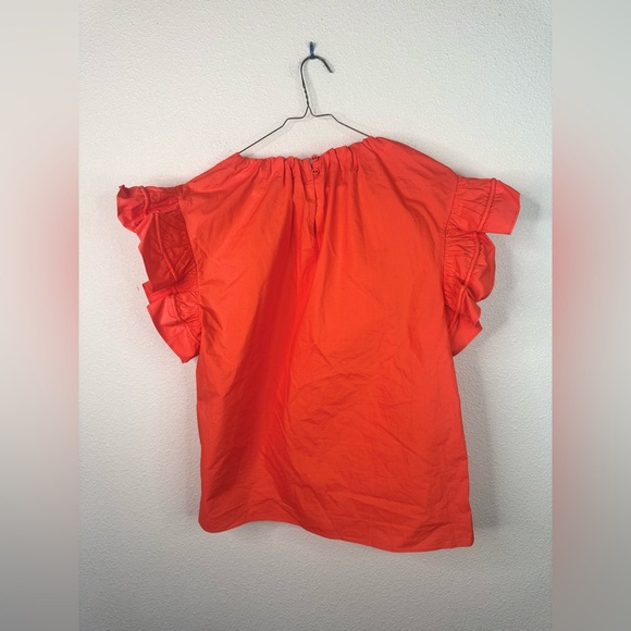 Ulla Johnson Elora Ruffle-Sleeve Cotton Poplin Top size 8 - Picture 8 of 9